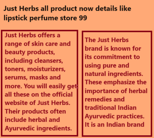 Just Herbs all product now details like