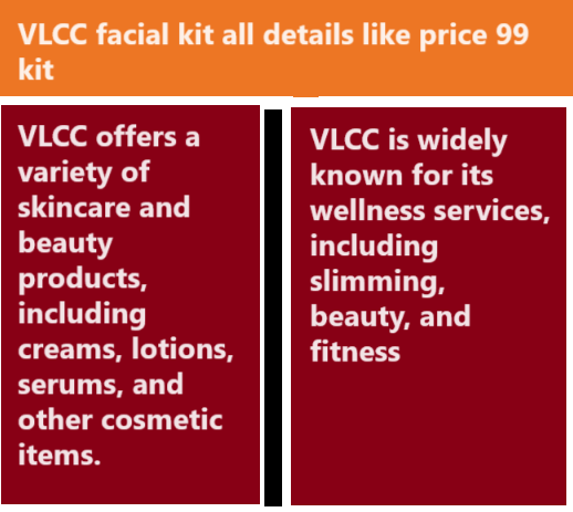 VLCC facial kit all details like price 99 kit
