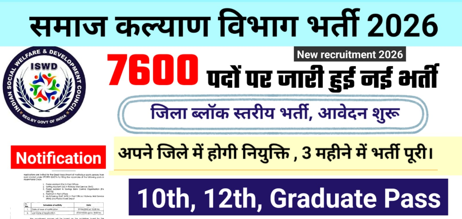 samaj kalyan vibhag bharti 2026
